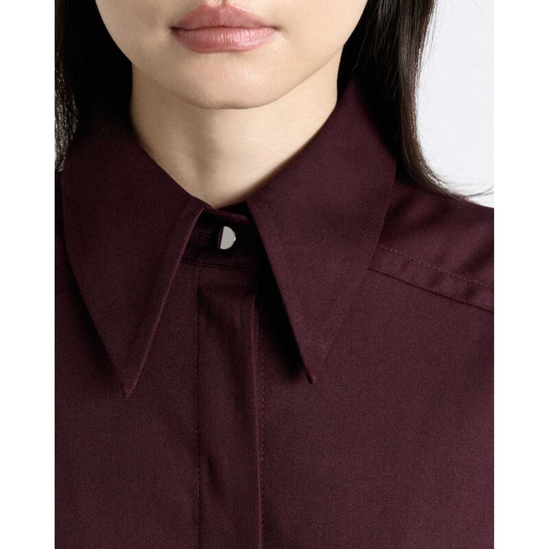 Cue Wine Stretch Sateen Belted Shirt Dress image number 2